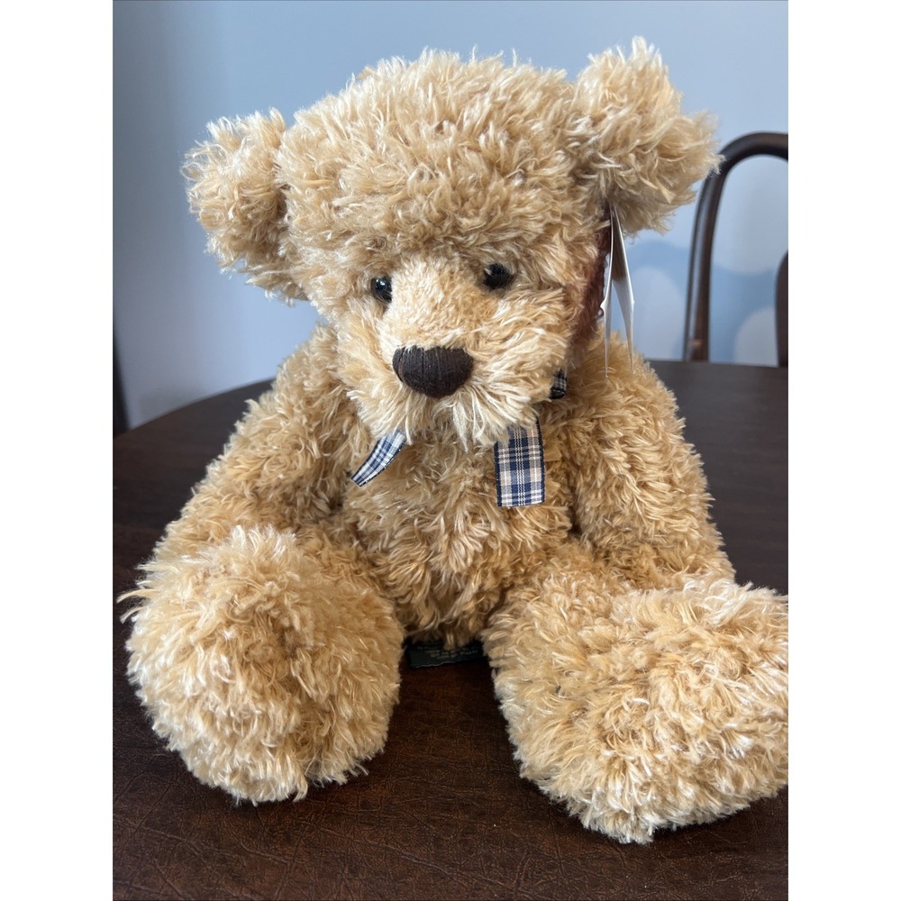 Russ Berrie SPRIGGS Teddy Bear Plush 15" Brown w/ Plaid Bow Stuffed Animal w/Tag